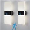 VOMI Applique LED da Parete Interno con Sensore di Movimento, Lampada da Parete Senza Fili Ricaricabile Luce da Parete a Batteria 4000 mAh Adesiva Illuminazione da Parete 2 Pezzi 6000K
