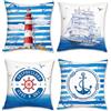 Bonhause Federe per Cuscini Nautica Ancora Faro Barca a vela 45 x 45 cm Blu Copricuscini Decorativi in Velluto Morbido per Divano Letto Auto 4 Pack