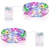 Vacoulery Stringa Luci Led, 2M 20 luci led a Batteria Catene luminose Ghirlanda Luminosa Rame filo Lucine Fata Luci Esterni Interni Decorative per Natale Matrimonio Festa letto Camera (2 Pezzi, Colorato)