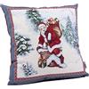 Giuri Tessuti - Federa Cuscino Natalizio 45x45cm con fronte in Gobelin Jacquard e retro in Velluto, Realizzata a Mano in Italia - Ottima Idea Regalo per Natale (BABBO NATALE AL POLO NORD)