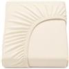 Family Bedding - Lenzuolo con Angoli, 100% Jersey di Cotone, per Letto King, Colore: Crema