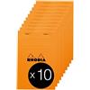 RHODIA 14600Cpack - Bloc-Notes a punto metallico N°14 Orange - 11x17 cm - a righe - 80 fogli staccabili - Carta Clairefontaine Bianca 80g/m² -copertina in carta trattata- Confezione da 10 blocchi