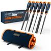 Presch Set di lime per legno e metallo 6 pezzi incl. borsa - Set di lime incl. raspa semitonda, lima piatta per ceppi, lima semitonda, lima rotonda, lima triangolare e lima quadrata
