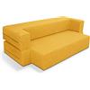 EVERGREENWEB MATERASSI & BEDS EVERGREENWEB Divano Letto 2 Posti Rivestimento Sfoderabile e Lavabile, Divano Design Trasformabile in comodo materasso Matrimoniale con Kit Lenzuola e Piumino, 2 cuscini omaggio Color Giallo |Tetris