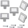 Aerzetix - Set di 5 Pomelli Quadrati per Porte Mobili 25x25x19mm - Maniglia Bottone Armadio Cassetto Design Arredamento Cucina Soggiorno - in Metallo - Finitura Bianco/Cromo