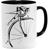 OM3® Tazza da caffè con bicicletta, design vintage da corsa, idea regalo per ciclisti, ciclisti, MTB, bici da corsa, tazza in ceramica, 325 ml, stampata su entrambi i lati, colore nero