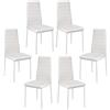LANTUS 6 Sedie Sala da Pranzo Salotto Cucina Design Moderno Struttura in Metallo e Seduta Imbottita in Ecopelle 6 pezzi (bianco)