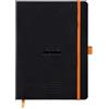 RHODIA 117782C -Taccuino Flessibile Meeting Nero- A5+ - Pre-stampato Data/Note/Attività -160 pagine Staccabili- Carta Clairefontaine 90G- Segna-pagina, Porta matite -Copertina Simil Cuoio- Rhodiarama