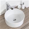 Inbagno Lavandino Bagno d'Appoggio Tondo in Ceramica Diametro 40 cm Bianco Lucido