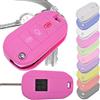 mt key Key Soft Case Chiave auto protettiva per cover per Peugeot 208 308 5008 2008 Chiave Citroen C3 C4 Spacetourer pieghevole professionale/Colore: rosa