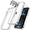 JETech 5 in 1 Cover per iPhone 12 Pro Max 6,7 Pollici con 2 Pellicola Protettiva e Protezione Fotocamera, Custodia Anti Ingiallimento e Vetro Temperato Film a Copertura Totale (Trasparente)