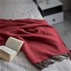 LINEN & COTTON Plaid Copriletto Morbido e Spesso Columbus con Frange - 100% Pura Lana Neozelandese, Rosso Marrone (140x 200 cm) Coperte Invernali per Letto Divano Sofa Canape Singolo Matrimoniale