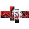 Fokenzary quadro dipinto a mano motivo astratto e moderno design con fiori esplosivi su tela allungata e incorniciata pronto da appendere Tela Black/Red 16x20inx2pcs&10x32inx2pcs