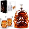 VI AI Caraffa per whisky con 2 bicchieri, bicchieri da whisky, caraffa per vino, liquore, scotch, borbona, brandy, 750 ml