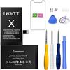 LWMTT Batteria compatibile con iPhone X 3500 mAh Super capacità batteria con adesivo, set di attrezzi, kit di riparazione, istruzioni e protezione dello schermo