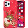 Yoedge Natale Cover compatibile con Apple iPhone X/XS 5,8, Custodia in Silicone Ultra Sottile Rosso con Cartoon Natalizie Disegni, Morbida Antiurto Protettiva Case per iPhone X, Cervo 4