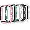 Bigqin 5PCS Custodia Compatibile per Apple watch Series 9/8/7 41mm,5PCS Pellicola Protettiva,TPU Protezione Cover Compatibile per Apple watch Series 8 7 41mm,Trasparente/nero/argento/oro rosa/verde