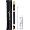 World Rhythm WR-805 Flauto dolce per scuola, flauto soprano in tre pezzi, con scovolino per pulizia, tabella per diteggiatura e custodia - Nero e Avorio