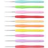 Lusofie 10 Pezzi Uncinetto Set Colore Uncinetto Extra Lungo Manico Ergonomico in Morbida Gomma di Silicone Uncinetti per Principianti e Amanti dell'uncinetto (0,5 mm-2,75 mm)