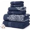 Modern Threads Amrapur Overseas | Artesia Damast - Set di 6 asciugamani reversibili in tessuto jacquard colorato (indaco)