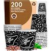 Baciato Caffè 200 Bicchierini in Carta da caffè 65ml BlackCUP Bicchieri Ecologici Biodegradabili Monouso Piccoli Asporto Bevande Calde