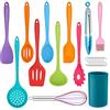 Herogo Set di utensili da cucina, 22 pezzi, in silicone, con porta utensili, resistenti al calore, utensili da cucina, sani e antiaderenti, lavabili in lavastoviglie, colorati