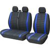 TOYOUN Coprisedili Furgone 3 Posti Universale Coprisedile Auto Singolo e Doppio Anteriore Copri-Sedile Auto 3d Strisce Stampa Coprisedili per Guidatore e Passeggero Auto Interno Blu
