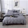 Treer Set Biancheria da Letto Matrimoniale, Tinta Unita Nordica Reversibile Microfibra Singolo Doppio Set Copripiumino con Copripiumini a Cerniera e 1/2 Federe (Grigio Scuro,220x240cm)