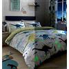 Bedlam Dino-Glow in The Dark - Set copripiumino singolo, multicolore