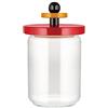 Alessi ES16/100 Mr. Sottsass I Suppose Barattolo Ermetico di Design in Vetro con Coperchio in Legno di Faggio, Rosso, Nero e Giallo