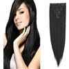 Cybelleza Extension Clip Capelli Lisci 60cm 8 Fasce Estensioni per Capelli Sintetici Lunghi Finti Allugamento Effetto Naturale Dritti Full Head Set Posticci per Donna (Marrone scuro)