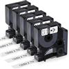 Aken 5x Nastro per Etichette Aken Compatibile con Dymo D1 Transparente 12mm x 7m 45010 Compatibile con Dymo LabelManager 160 LM280 210D 360D 420P, Nastro Nero su Transparente