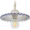 VANNI LAMPADARI - Lampadario a Sospensione Plissè- Lampadario Soggiorno in Ceramica- Lampadario Camera da Letto Decorato a Mano- Lampadario Rustico Taverna, Cucina- 20 cm, Blu