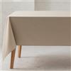 GAMUSI Tovaglia tinta unita tessuto cotone biologico impermeabile antimacchia rettangolare colore pietra 140x200 cm