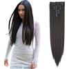 Cybelleza Extension Capelli Clip Lisci 60cm 8 Fasce Estensioni per Capelli Sintetici Lunghi Finti Allugamento Effetto Naturale Dritti Full Head Set Posticci per Donna (Marrone Medio)