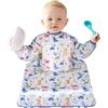 Vicloon Bavaglino Neonato Svezzamento Seggiolone, Impermeabile con Maniche Lunghe, Unisex, per Bambini dai 6 Mesi ai 3 Anni (Dinosauro Blu)