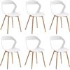 BenyLed Set di 6 Sedie da Pranzo Moderne, Sedie da Cucina con Piedini in Metallo (Texture Originale del Legno), Ideale per Cucine, Sale da Pranzo, Ristoranti e altri Luoghi Pubblici (Bianco)
