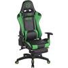 CLP Sedia Gaming Turbo in Similpelle Stoffa O Similpelle Effetto Metallico I Poltrona Racing, Colore:Nero/Verde, Materiale:Ecopelle