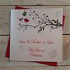 WHITE COTTON CARDS Biglietto Fatto a Mano per Sorella e cognato con Amore a Natale. (Robins in Tree, codice xx14-109), Cotone, Bianco, 16cm x 16cm