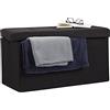 Relaxdays Pouf con Contenitore XL, Cassapanca con Coperchio, Panca Pieghevole, Sgabello Poggiapiedi, 36x76x38 cm, Nero