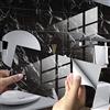 Hiseng Hiser Adesivi per Piastrelle Marmo, Impermeabile a prova di olio PVC Autoadesivo Decorazione, Facili da Staccare e Applicare Adesivi Pavimento per Bagno Cucina Parete, 30x15cm (Nero,16 Pezzi)