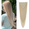 Cybelleza Extension Clip Capelli Lisci 60cm 8PCS Estensioni per Capelli Sintetici Lunghi Finti Allugamento Effetto Naturale Dritti Full Head Set Posticci per Donna (Biondo naturale Ombre Biondo)