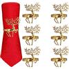 YODOOLTLY Anelli portatovaglioli natalizi, 6 pezzi, in lega, con fibbia per tovaglioli, decorazione per la tavola, matrimoni, Natale, cene, Ringraziamento (renne) (oro)