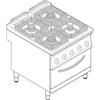 Tecnoinox Cucina a Gas con Forno a Gas Modulare - Mod. PFG8SGG9 - Serie 90 - 4 Fuochi - Pot. 43 kW - Dim. 80x90x90 cm