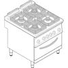Tecnoinox Cucina a Gas con Forno Elettrico Statico Modulare - Mod. PFG8G9 - Serie 90 - 4 Fuochi - Pot. 29+5,3 kW - Dim. 80x90x90 cm