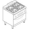 Tecnoinox Cucina a Gas con Forno a Gas Statico Modulare - Mod. PFG8G7 - Serie 74 - 4 Fuochi - Pot. 19,5+4,7 kW - Dim. 80x70x90 cm