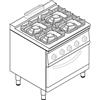 Tecnoinox Cucina a Gas con Forno a Gas Statico Modulare - Mod. PFG8SGG7 - Serie 74 - 4 Fuochi - Pot. 35,8 kW - Dim. 80x70x90 cm