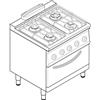 Tecnoinox Cucina a Gas con Forno a Gas Statico Modulare - Mod. PF8GG7 - Serie 74 - 4 Fuochi - Pot. 26,5 kW - Dim. 80x70x90 cm