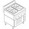 Tecnoinox Cucina a Gas con Forno Elettrico Ventilato Modulare - Mod. PF70G/0 - Serie 65 - 4 Fuochi - Pot. 17+2,5 kW - Dim. 70x65x85 cm