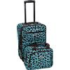 Rockland Set di valigie verticali Softside moda, Blu leopardato., 2-Piece Set (14/19), Set Bagagli